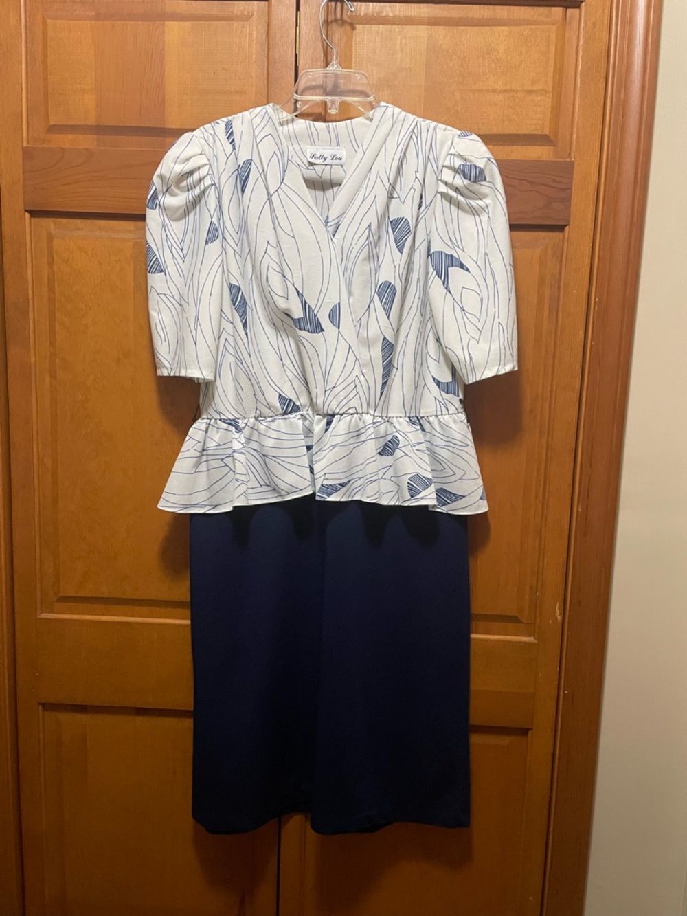 Vintage Sally Lou White & Navy Dress